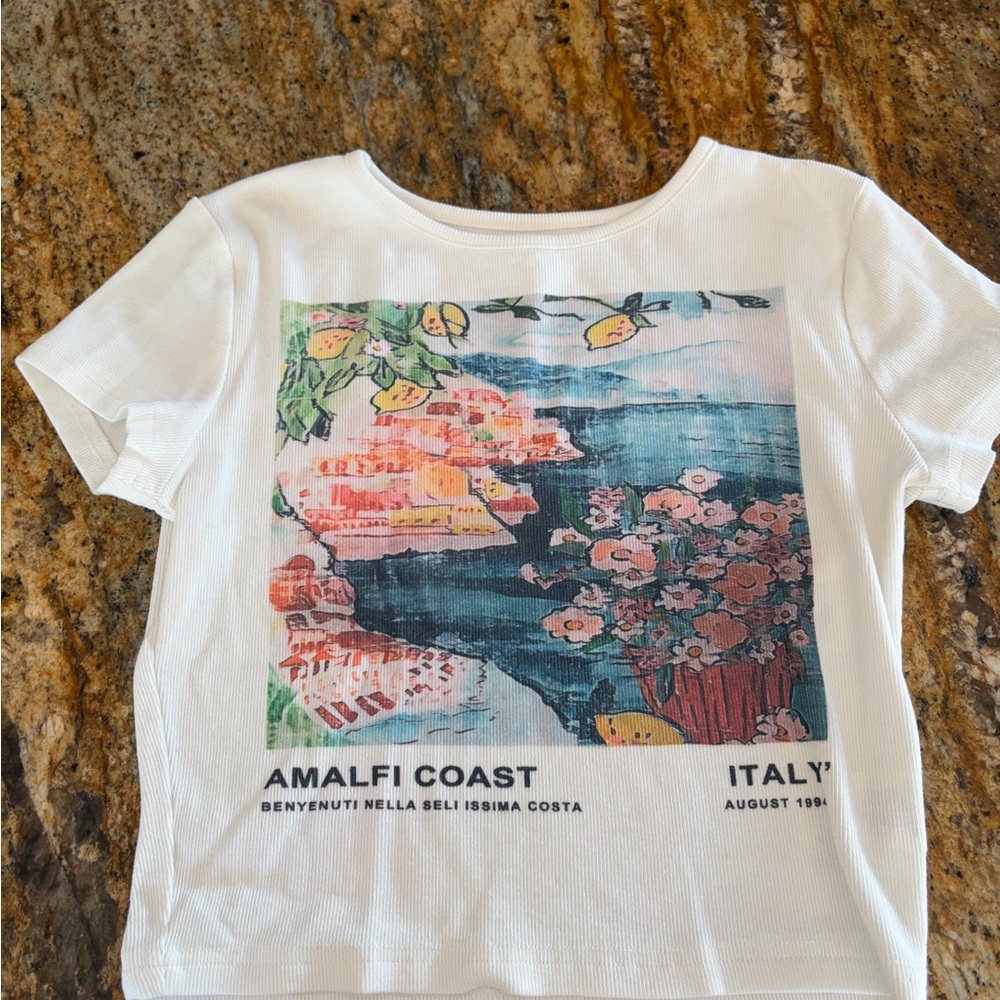 Amalfi Coast White Graphic T-Shirt